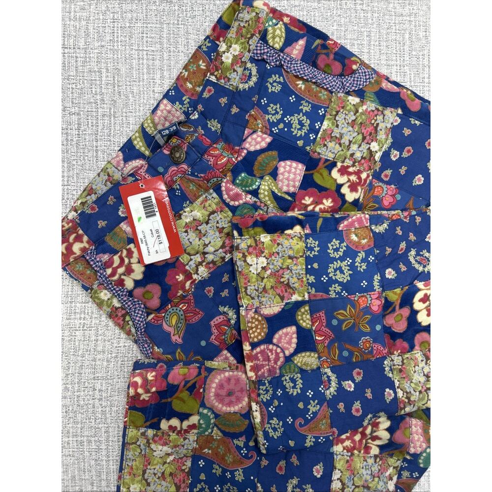 New Room Seven Flower Patchwork HIPPIE Bell Bottom Pants Girls 7/8 Colorful Boho